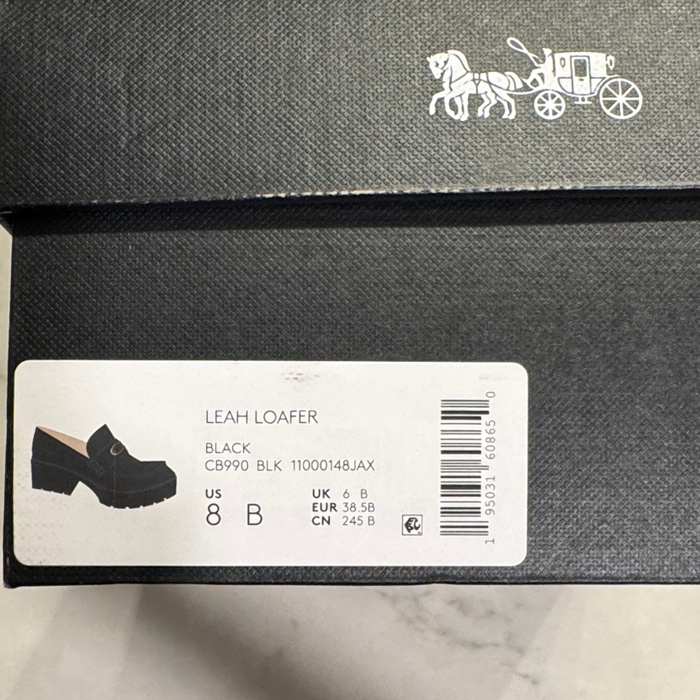 Coach Women's Black Leather Leah Loafers - Picture 5 of 5